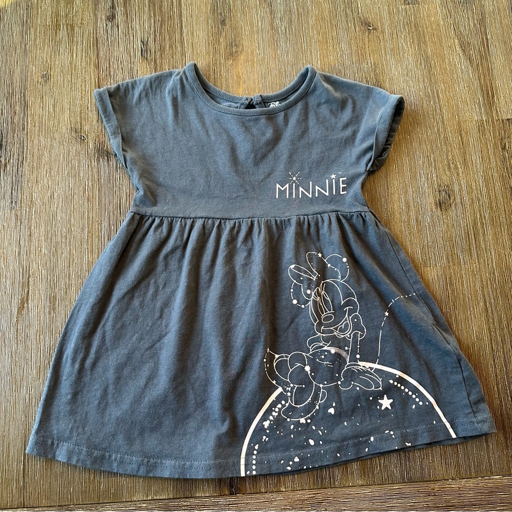 4/20$ Disney X Primark Minnie Mouse Grey Baby Dress size 9-12 months